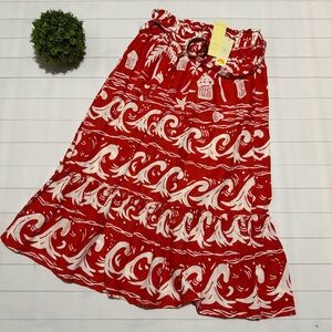 C&C California Red and White Midi Skirt
